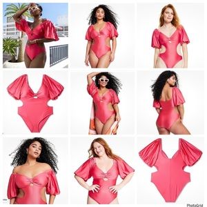 Noel XL pink cutout one piece swimsuit NWT